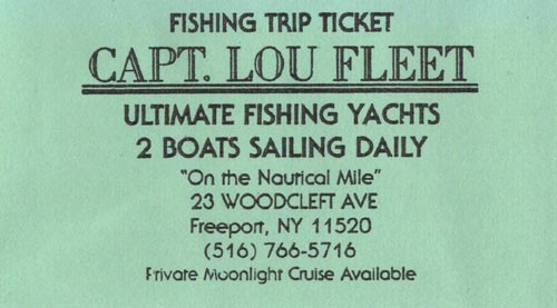 Ticket, Half Day Fluke Fishing, Capt Lou VII, Freeport, Long Island, New York