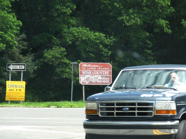 Welcome To Long Island Wine Country Sign, North Fork, Long Island, New York, July 4, 2009