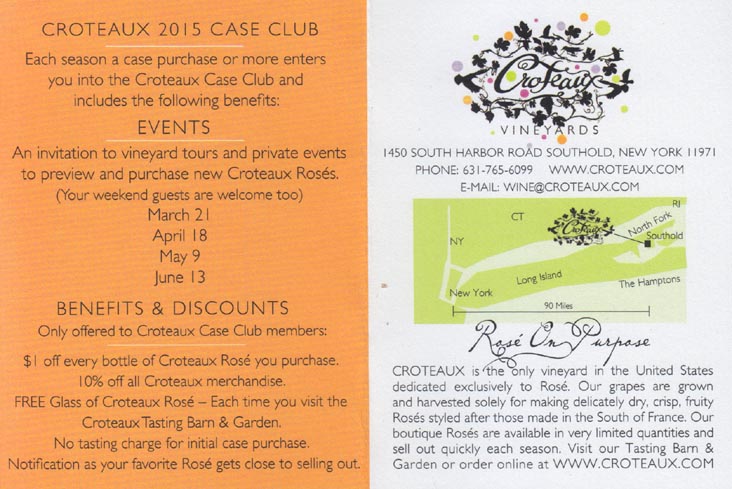 Card, Croteaux Vineyards
