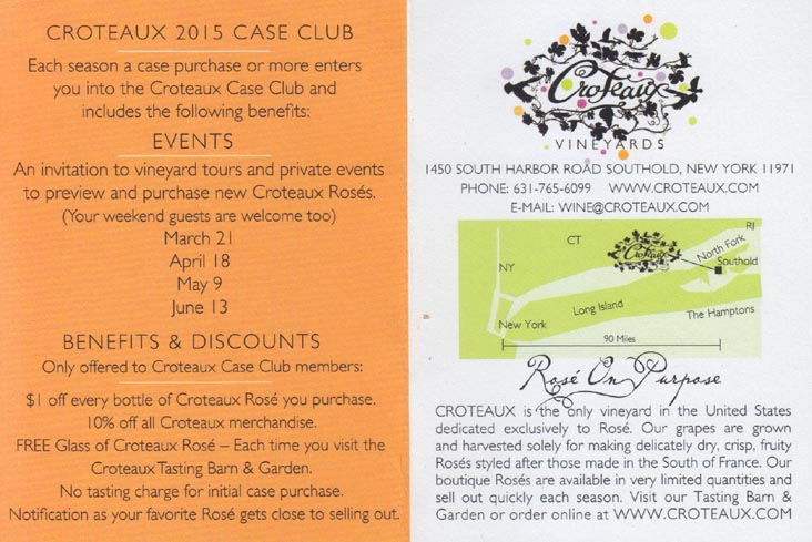 Card, Croteaux Vineyards