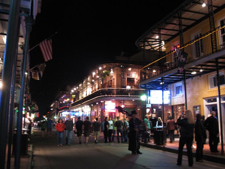Bourbon Street at St. Peter Street, French Quarter, New Orleans, Louisiana