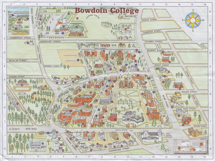 Map, Bowdoin College, Brunswick, Maine