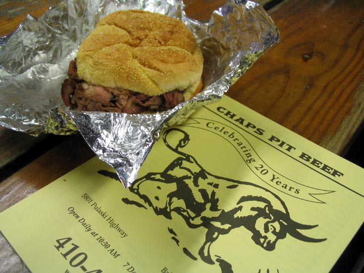 Rare Pit Beef Sandwich, Chaps Pit Beef, 5801 Pulaski Highway, Baltimore, Maryland