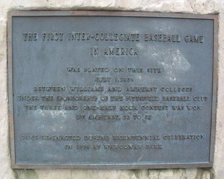 Plaque Commemorating the First Inter-Collegiate Baseball Game in America, North Street, Pittsfield, Massachusetts