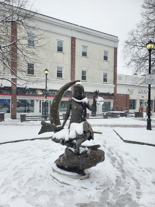 Bewitched Sculpture, Lappin Park, Washington and Essex Streets, Salem, Massachusetts, January 16, 2023