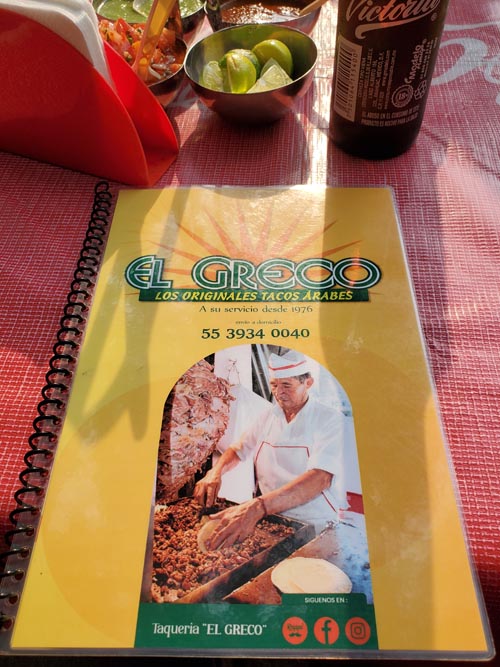 Menu, Taquería El Greco, Hipódromo, Mexico City/Ciudad de México, Mexico, September 1, 2023