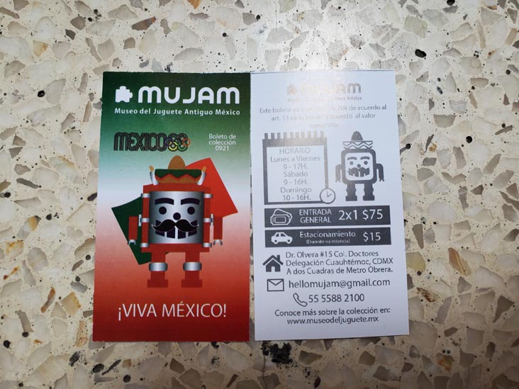 Tickets, Museo del Juguete Antiguo México, Colonia Doctores, Mexico City/Ciudad de México, Mexico, August 9, 2021