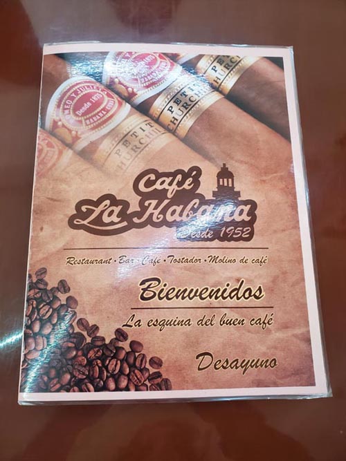 Menu, Café La Habana, Avenida Bucareli 62, Colonia Juárez, Mexico City/Ciudad de México, Mexico, August 28, 2021
