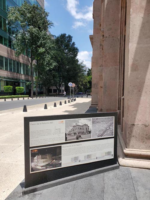 Interpretive Plaque, Paseo de la Reforma 483, Mexico City/Ciudad de México, Mexico, August 15, 2021