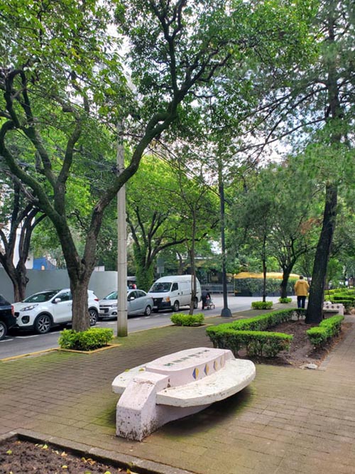 Bench Off Of Avenida Emilio Castelar, Parque Lincoln, Polanco, Mexico City/Ciudad de México, Mexico, August 5, 2021