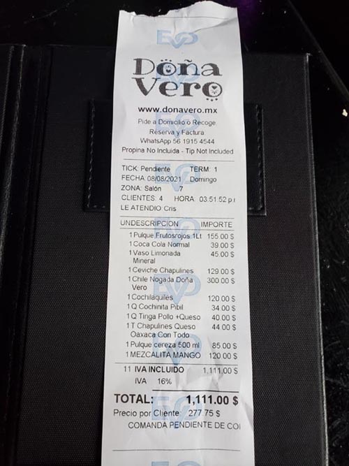 La Cuenta Doña Vero, Avenida Monterrey 313, Roma Sur, Mexico City/Ciudad de México, Mexico, August 8, 2021