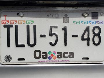Oaxaca License Plate, Oaxaca, México, August 21, 2023