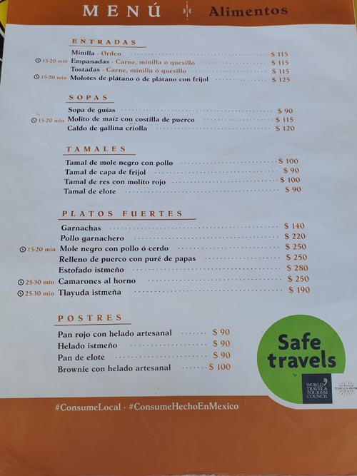 Menu, Terraza Istmo, Oaxaca, M&eacute;xico, August 19, 2023