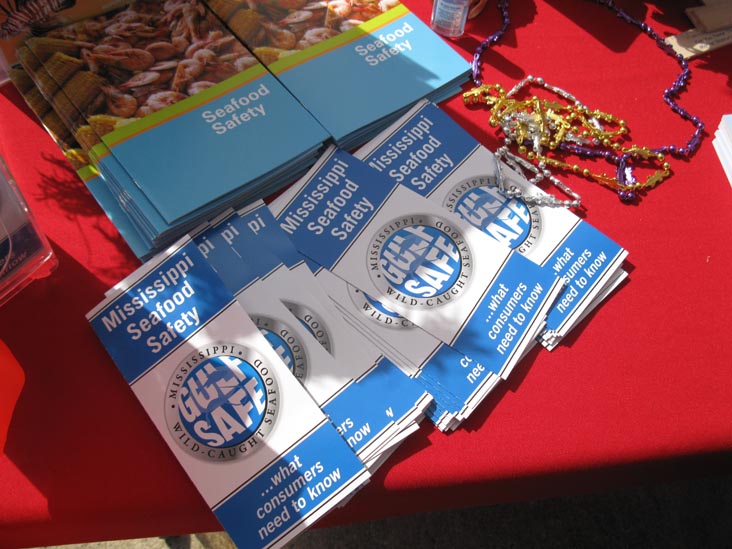 Gulf Safe Wild-Caught Mississippi Seafood Campaign Literature, Pass Christian Oyster Festival, Pass Christian Harbor, Pass Christian, Mississippi, November 13, 2010