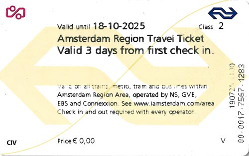 Amsterdam Region Travel Ticket