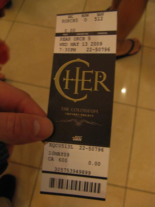 Ticket, Cher, The Colosseum, Caesars Palace, 3570 Las Vegas Boulevard South, Las Vegas, Nevada
