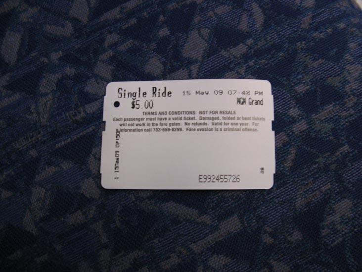 Ticket, Las Vegas Monorail, The Strip, Las Vegas, Nevada