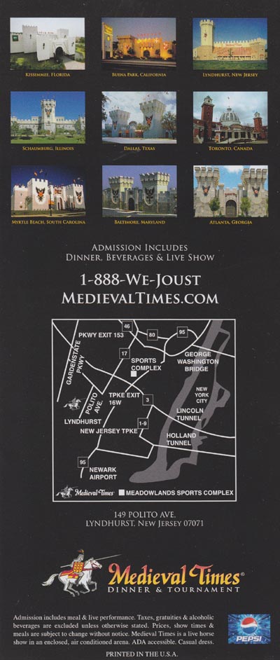 Medieval Times Brochure