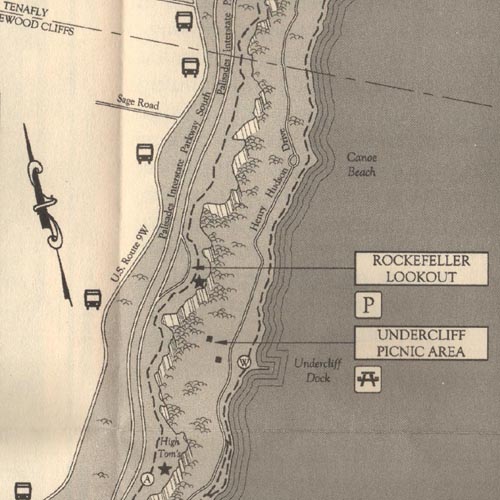 Palisades Interstate Park Map, Rockefeller Lookout Section, Palisades Interstate Park, Bergen County, New Jersey