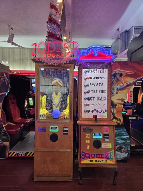 Zoltar Speaks and Strength Test, JiLLy's Arcade, 1168 Boardwalk, Ocean City, New Jersey, December 27, 2025
