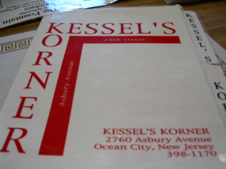 Menu, Kessel's Korner, 2760 Asbury Avenue, Ocean City, New Jersey