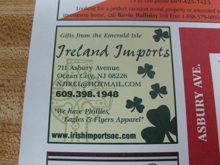 Placemat, Kessel's Korner, 2760 Asbury Avenue, Ocean City, New Jersey, July 15, 2011