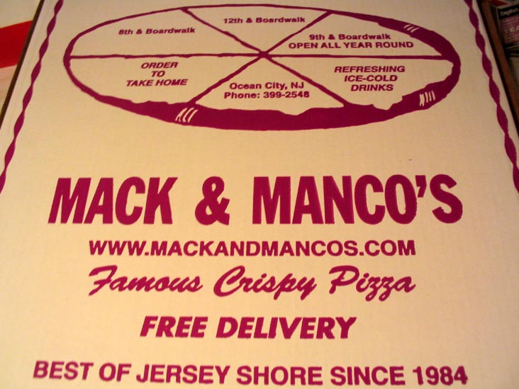 Pizza Box, Mack & Manco Pizza, Ocean City, New Jersey