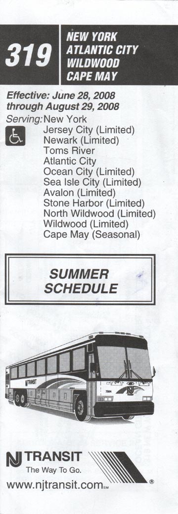 319 New Jersey Transit Bus Schedule