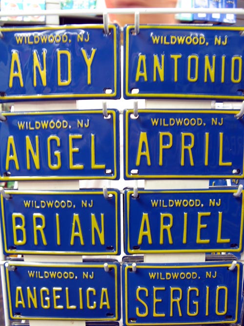 Name License Plates, Boardwalk Mall, Boardwalk, Wildwood, New Jersey, July 24, 2009