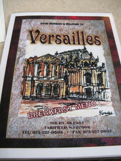 Menu, Versailles Diner Restaurant, 516 Route 46 East, Fairfield, New Jersey