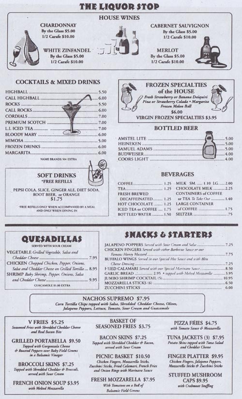 Menu, Versailles Diner Restaurant, 516 Route 46 East, Fairfield, New Jersey