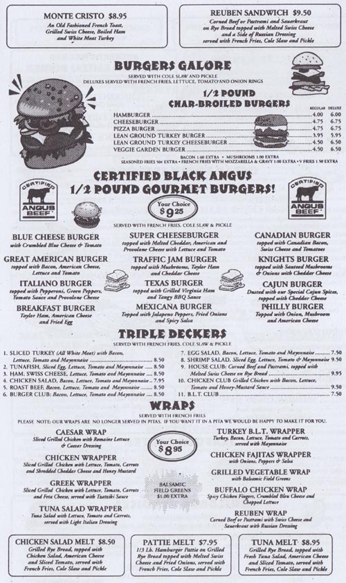 Menu, Versailles Diner Restaurant, 516 Route 46 East, Fairfield, New Jersey