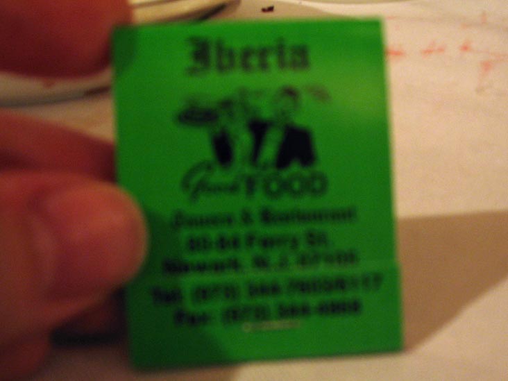 Matchbook, Iberia Tavern & Restaurant, 80-84 Ferry Street, Newark, New Jersey, December 3, 2004