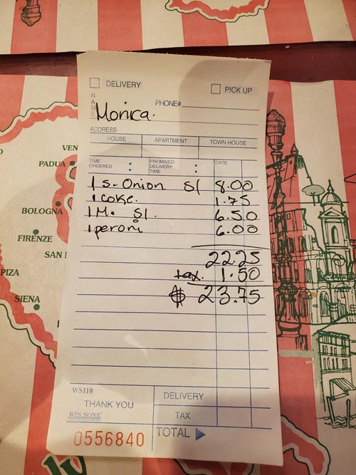 Check, Benny Tudino's, 622 Washington Street, Hoboken, New Jersey, September 22, 2024