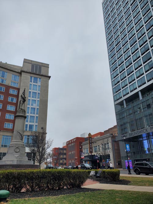 Monument Square Park, George Street at Livingston Avenue, New Brunswick, New Jersey, March 15, 2025