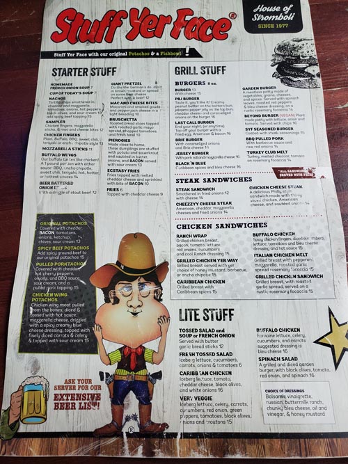 Menu, Stuff Yer Face, New Brunswick, New Jersey, March 15, 2025