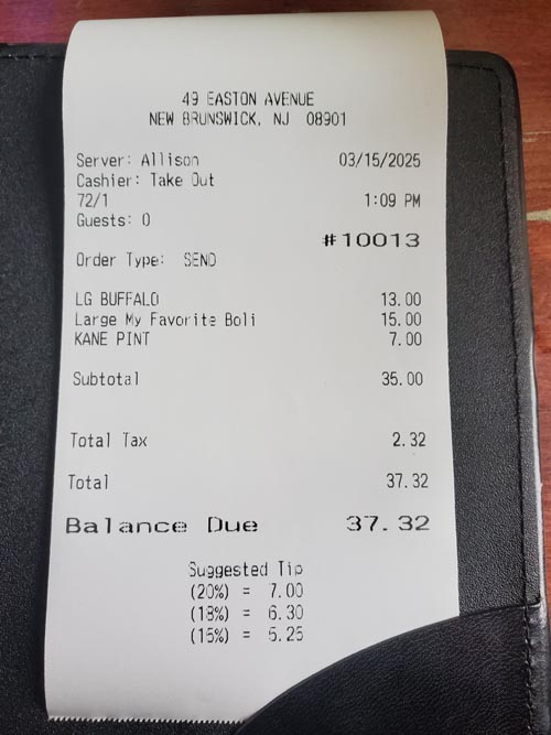 Check, Stuff Yer Face, New Brunswick, New Jersey, March 15, 2025