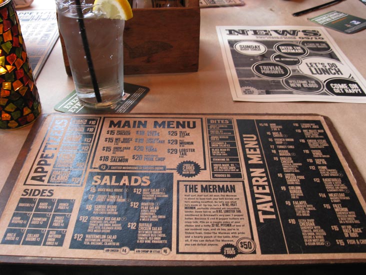 Menu, Brickwall Tavern and Dining Room, 522 Cookman Avenue, Asbury Park, New Jersey