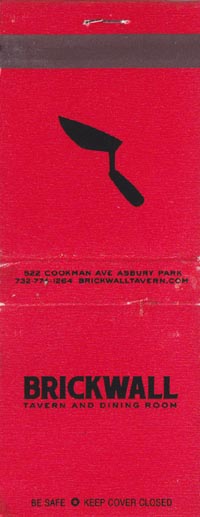 Matchbook, Brickwall Tavern and Dining Room, 522 Cookman Avenue, Asbury Park, New Jersey