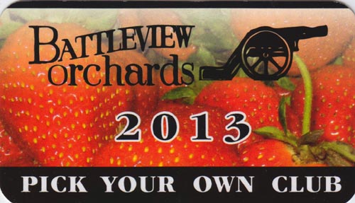 2013 Battleview Orchards Pick Your Own Club Card