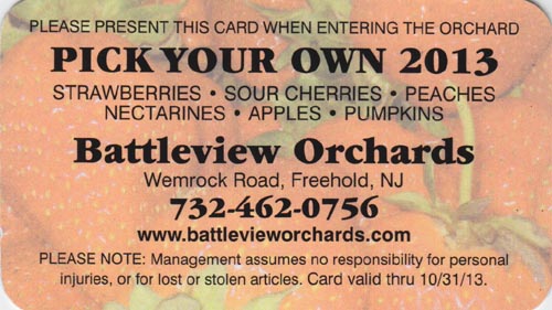 2013 Battleview Orchards Pick Your Own Club Card
