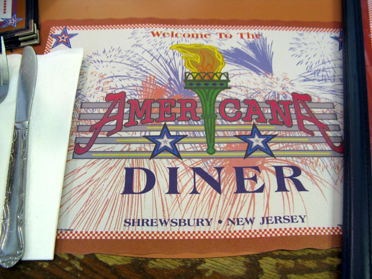 Placemat, Americana Diner, 1160 Route 35, Shrewsbury, New Jersey
