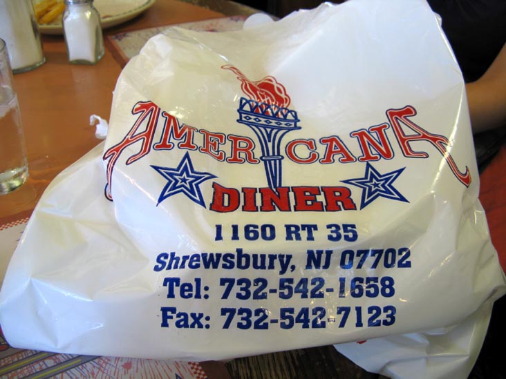Takeout Bag, Americana Diner, 1160 Route 35, Shrewsbury, New Jersey
