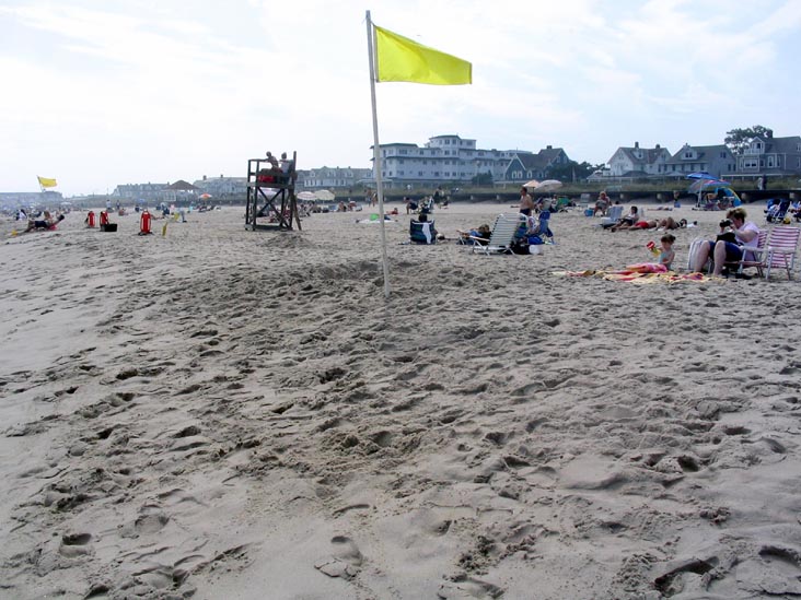 Yellow Caution Flag For Hurricane Frances-Related Choppy Waters, Spring Lake Beach, Spring Lake, New Jersey, September 4, 2004