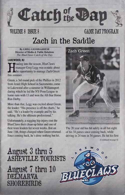 Catch of the Day Game Day Program, Volume 8, Issue 8