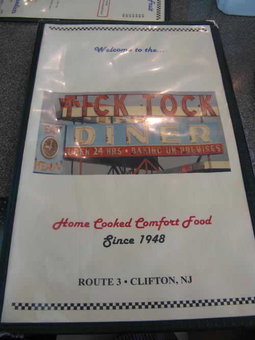 Menu, Tick Tock Diner, 281 Allwood Road, Clifton, New Jersey