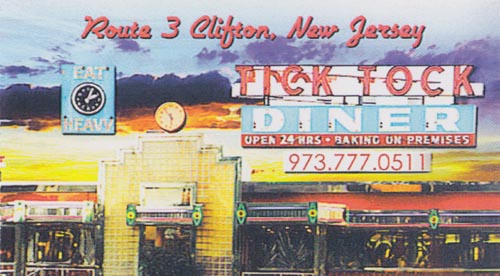 Business Card, Tick Tock Diner, 281 Allwood Road, Clifton, New Jersey