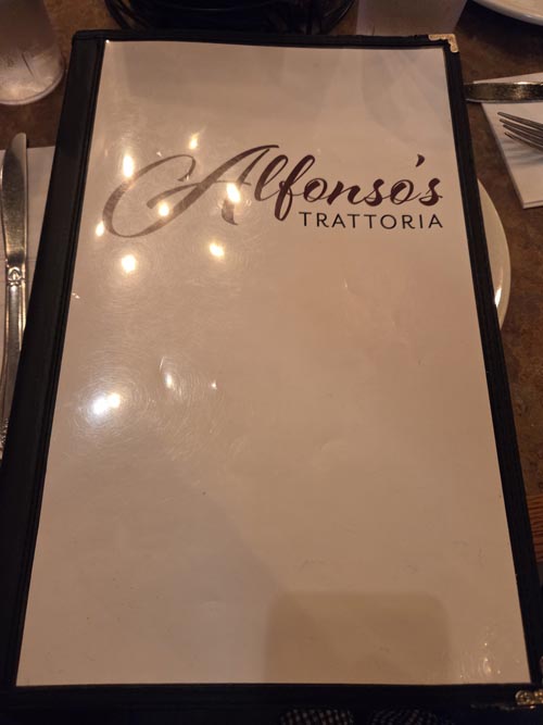 Menu, Alfonso's Trattoria, Somerville, New Jersey, September 7, 2025