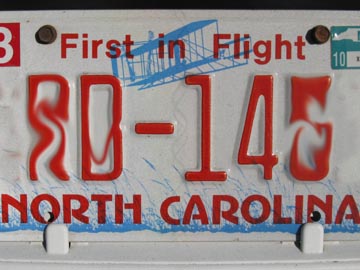 North Carolina State License Plate