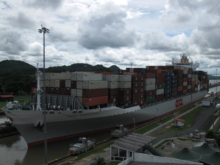 Pacific Ocean-Bound Freighter, Miraflores Locks/Esclusas de Miraflores, Panama Canal, Panama, July 3, 2010